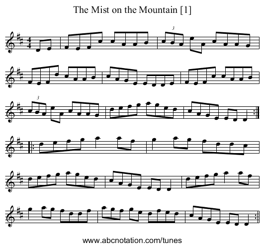 Mist on the Mountain [1], The - staff notation