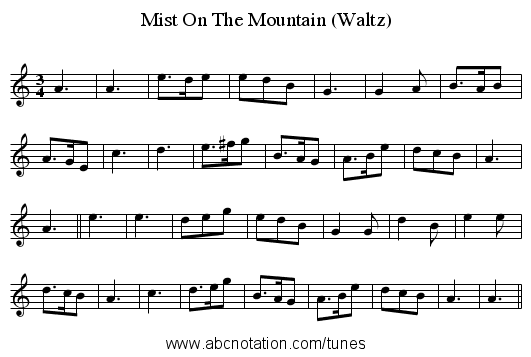 Mist On The Mountain (Waltz) - staff notation