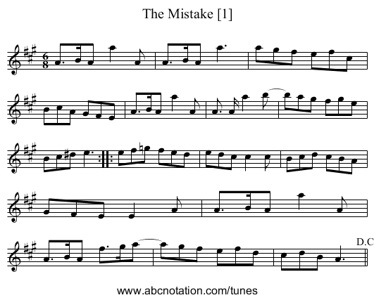 Mistake [1], The - staff notation
