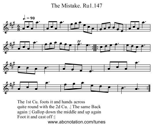 Mistake. Ru1.147, The - staff notation