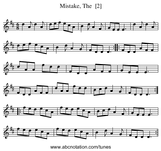 Mistake, The  [2] - staff notation