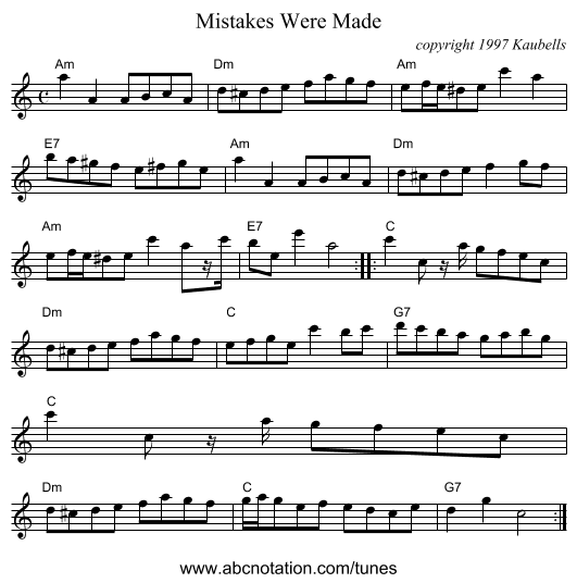 Mistakes Were Made - staff notation