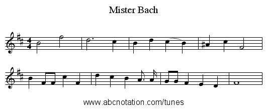 Mister Bach - staff notation
