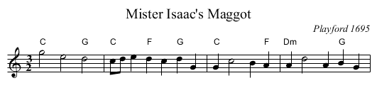 Mister Isaac's Maggot - staff notation