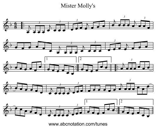 Mister Molly's - staff notation