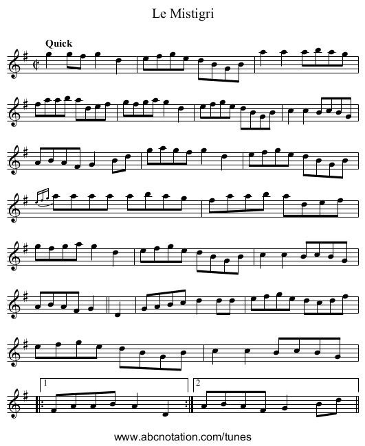Mistigri, Le - staff notation