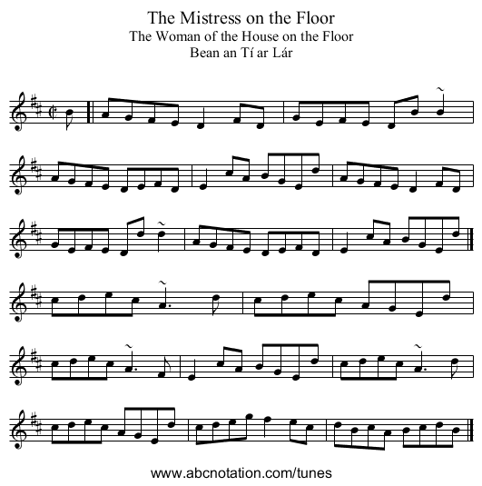 Mistress on the Floor, The - staff notation