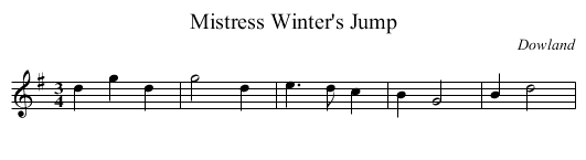 Mistress Winter's Jump - staff notation