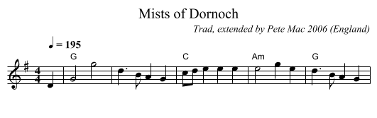 Mists of Dornoch - staff notation