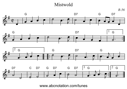Mistwold - staff notation