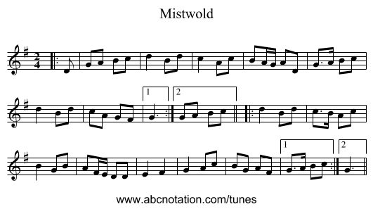 Mistwold - staff notation