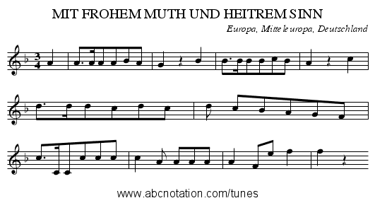 MIT FROHEM MUTH UND HEITREM SINN - staff notation