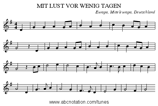MIT LUST VOR WENIG TAGEN - staff notation
