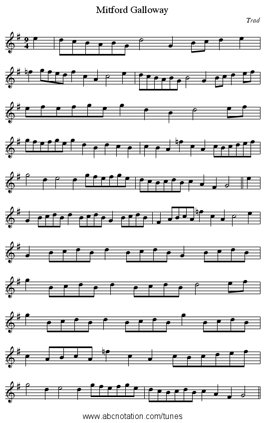 Mitford Galloway - staff notation