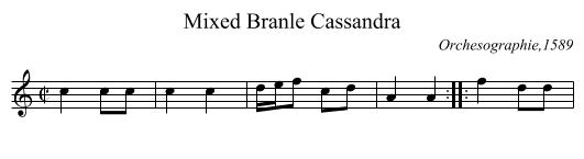 Mixed Branle Cassandra - staff notation