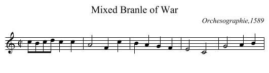 Mixed Branle of War - staff notation