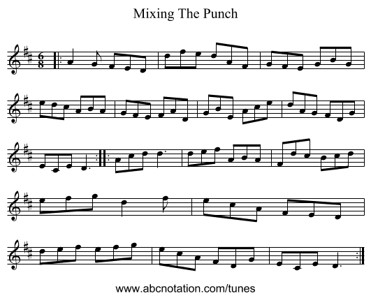 Mixing The Punch - staff notation