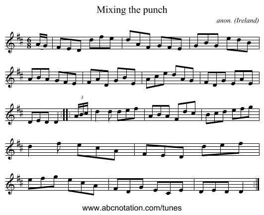 Mixing the punch - staff notation