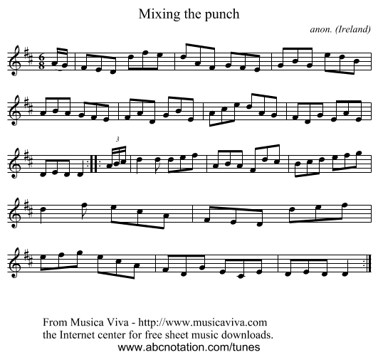 Mixing the punch - staff notation