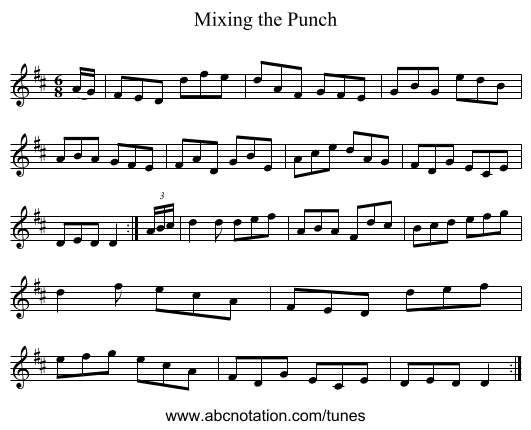 Mixing the Punch - staff notation