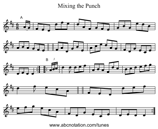 Mixing the Punch - staff notation