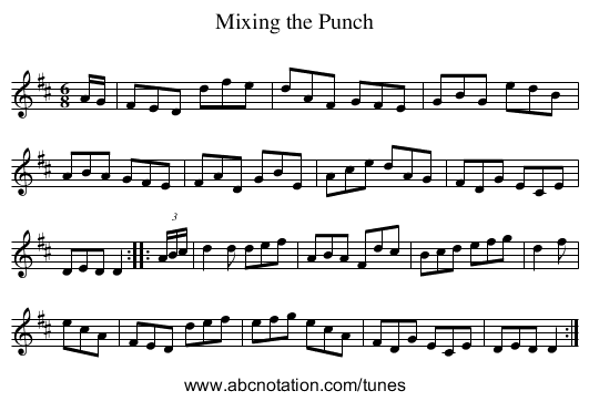 Mixing the Punch - staff notation