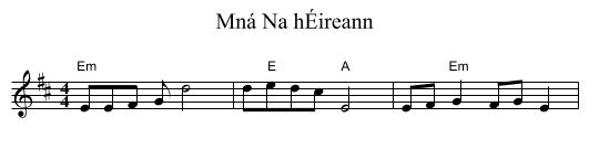 Mná Na hÉireann - staff notation