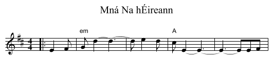 Mná Na hÉireann - staff notation