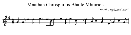Mnathan Chrospuil is Bhaile Mhuirich - staff notation