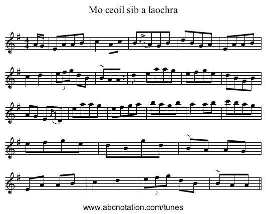 Mo ceoil sib a laochra - staff notation