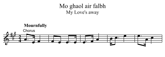 Mo ghaol air falbh - staff notation