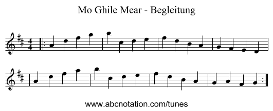 Mo Ghile Mear - Begleitung - staff notation