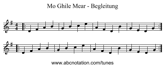 Mo Ghile Mear - Begleitung - staff notation