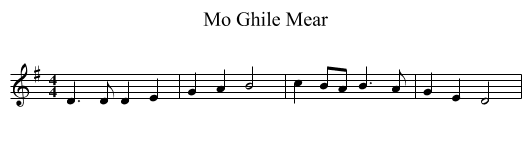 Mo Ghile Mear - staff notation