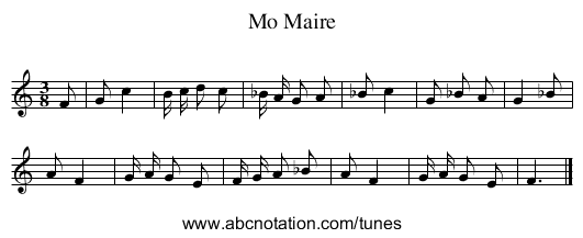Mo Maire - staff notation