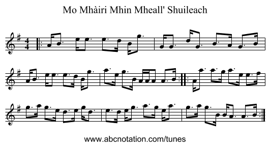 Mo Mhàiri Mhin Mheall' Shuileach - staff notation