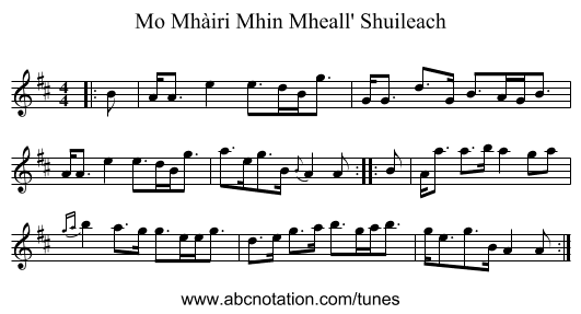Mo Mhàiri Mhin Mheall' Shuileach - staff notation