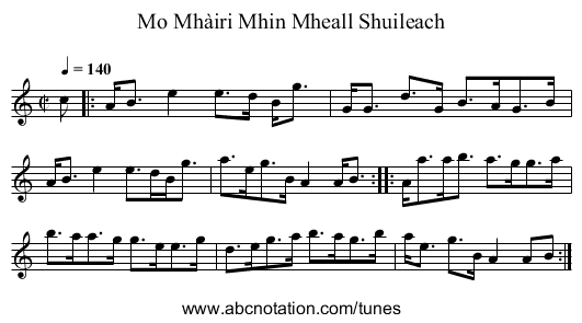 Mo Mh&agrave;iri Mhin Mheall Shuileach - staff notation