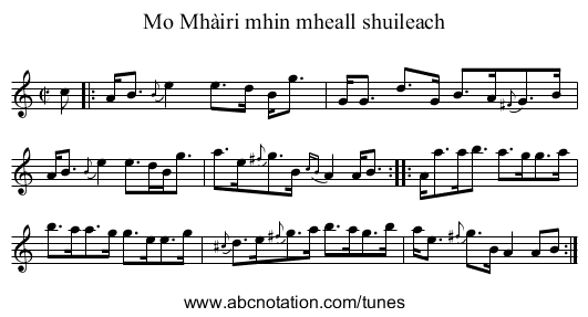 Mo Mhàiri mhin mheall shuileach - staff notation
