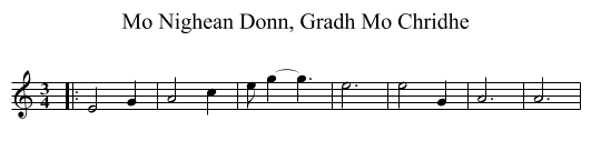 Mo Nighean Donn, Gradh Mo Chridhe - staff notation