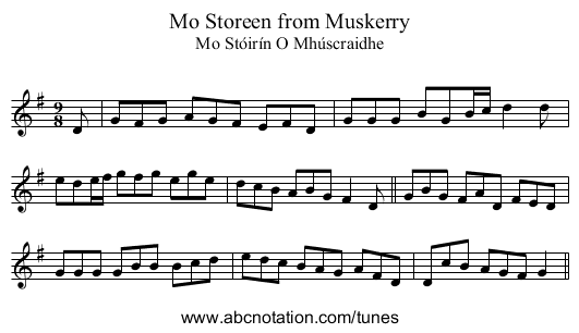 Mo Storeen from Muskerry - staff notation