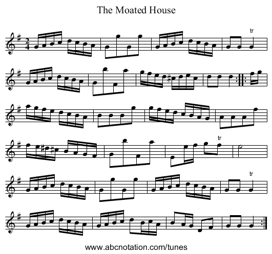 Moated House, The - staff notation