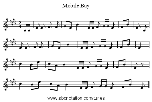 Mobile Bay - staff notation