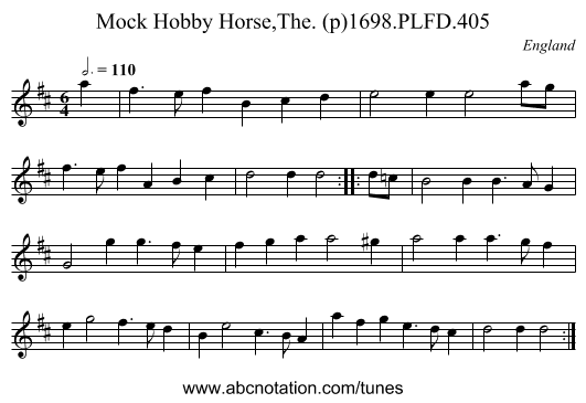 Mock Hobby Horse,The. (p)1698.PLFD.405 - staff notation