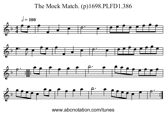 Mock Match. (p)1698.PLFD1.386, The - staff notation