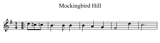 Mockingbird Hill - staff notation