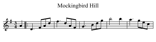 Mockingbird Hill - staff notation