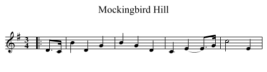 Mockingbird Hill - staff notation