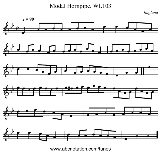 Modal Hornpipe. WI.103 - staff notation