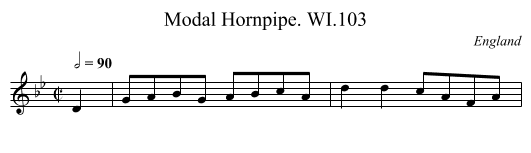 Modal Hornpipe. WI.103 - staff notation